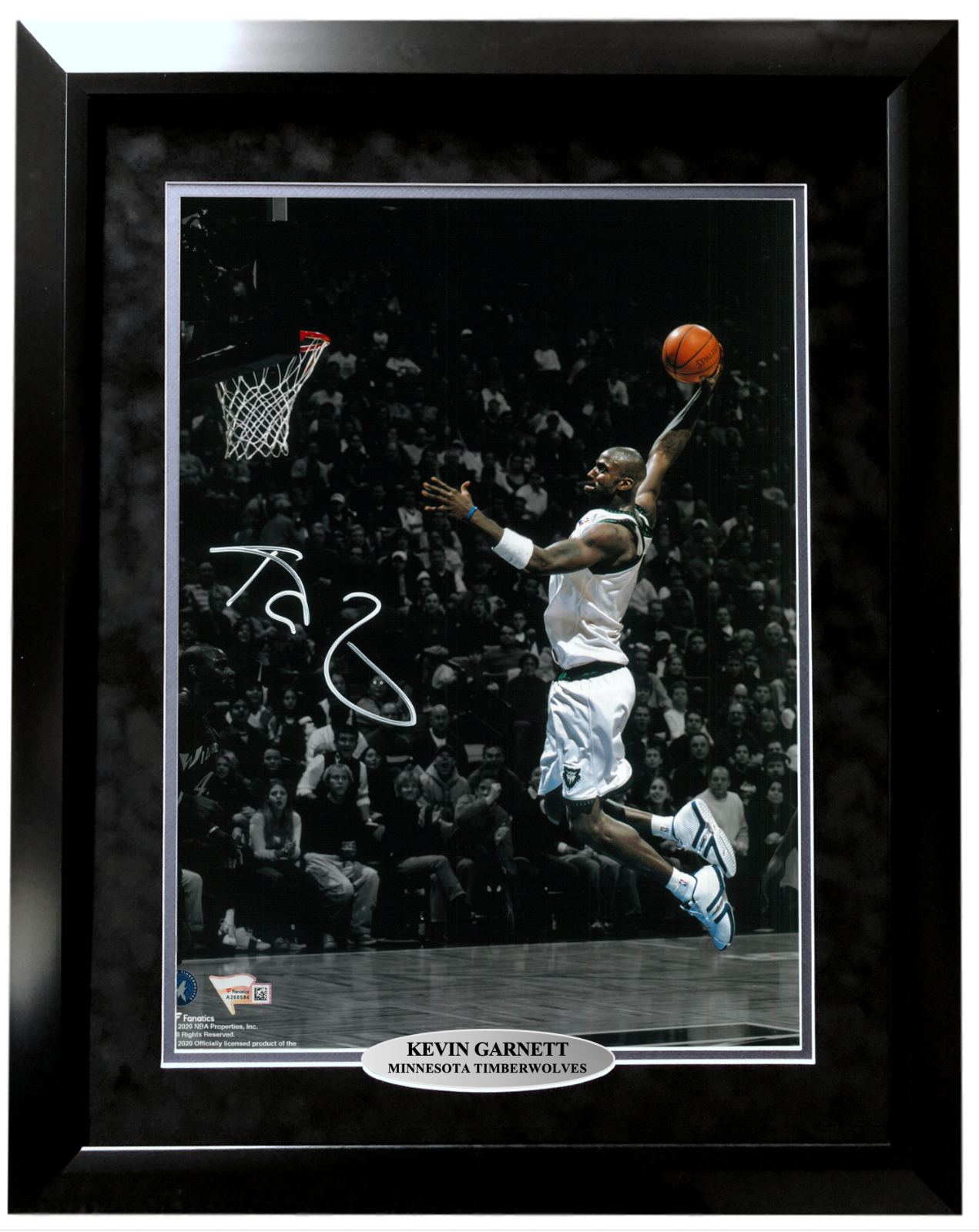 Kevin Garnett Signed Minnesota Timberwolves 11X14 Photo Poster painting Framed COA Fanatics