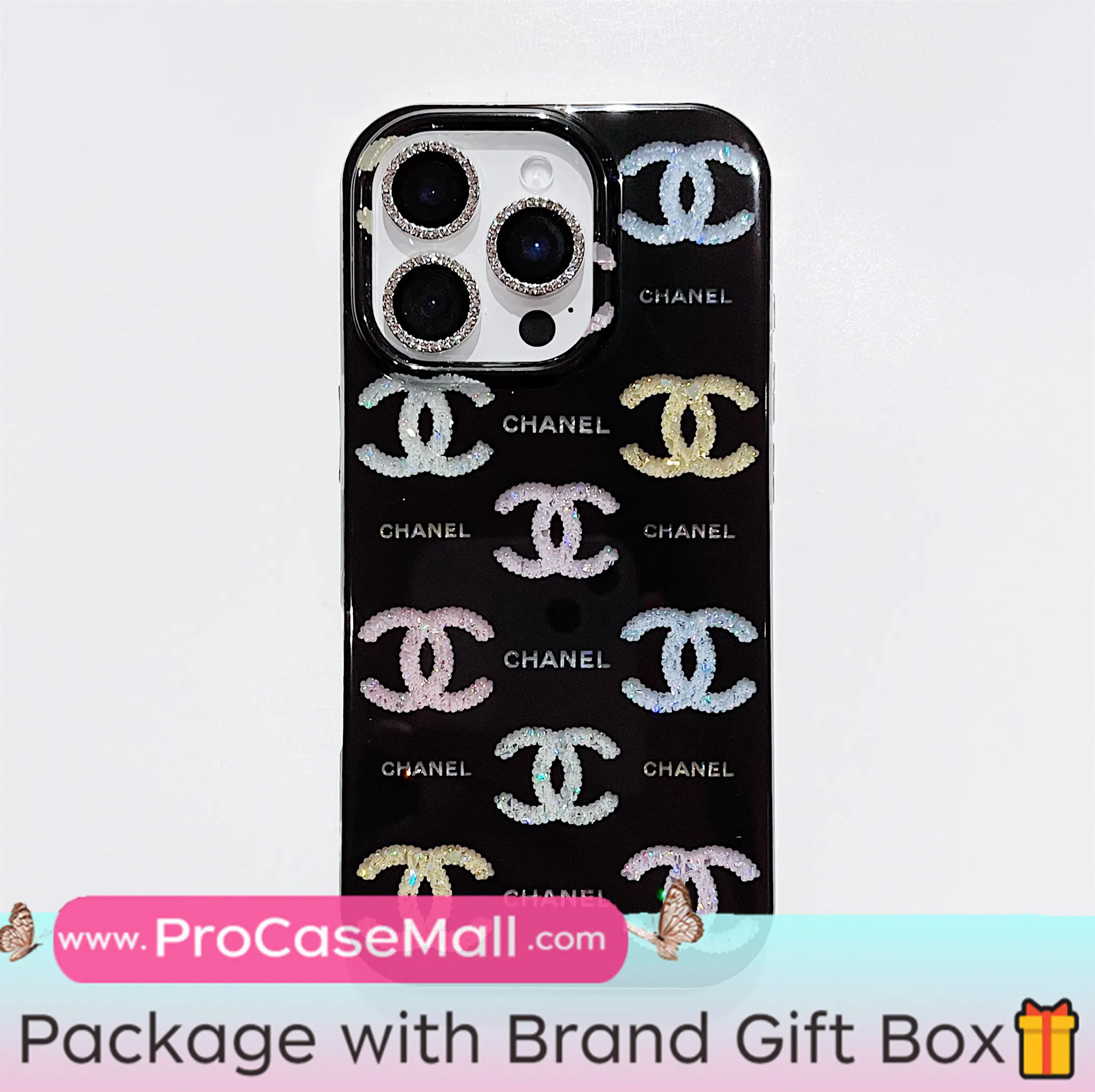 Chanel High Quality Shiny Apple iPhone Case