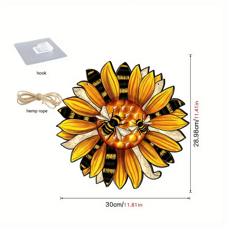 Sunflower Wooden Sign,  Bee Door Pendant Home Decor,Farm ornaments - BSZXP0006