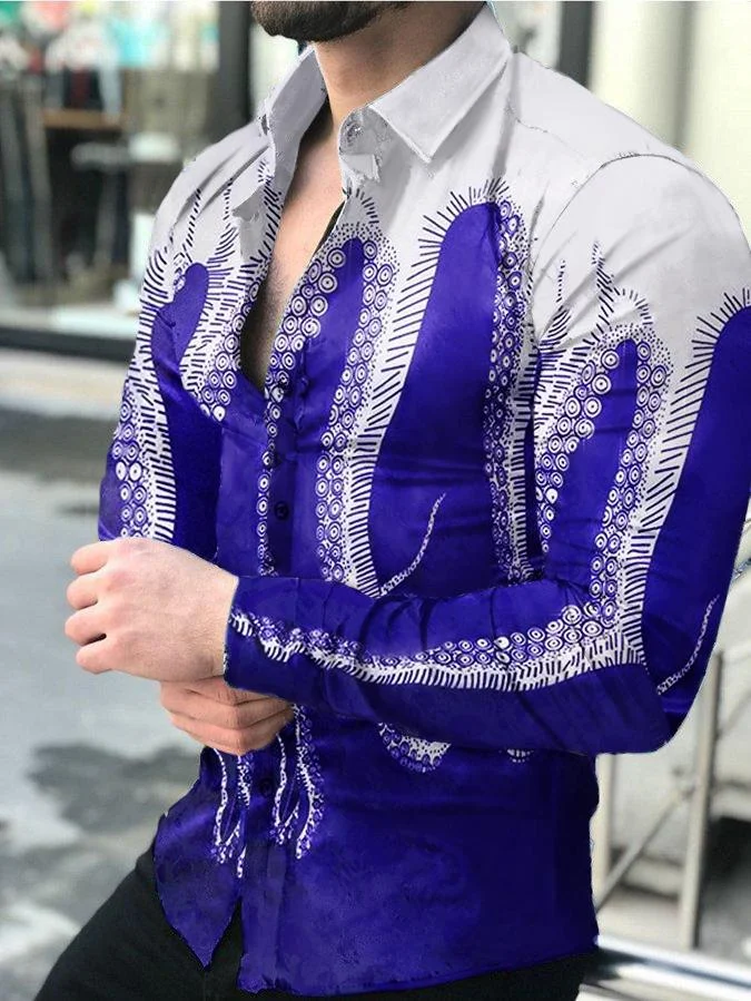 men's printed casual long sleeves