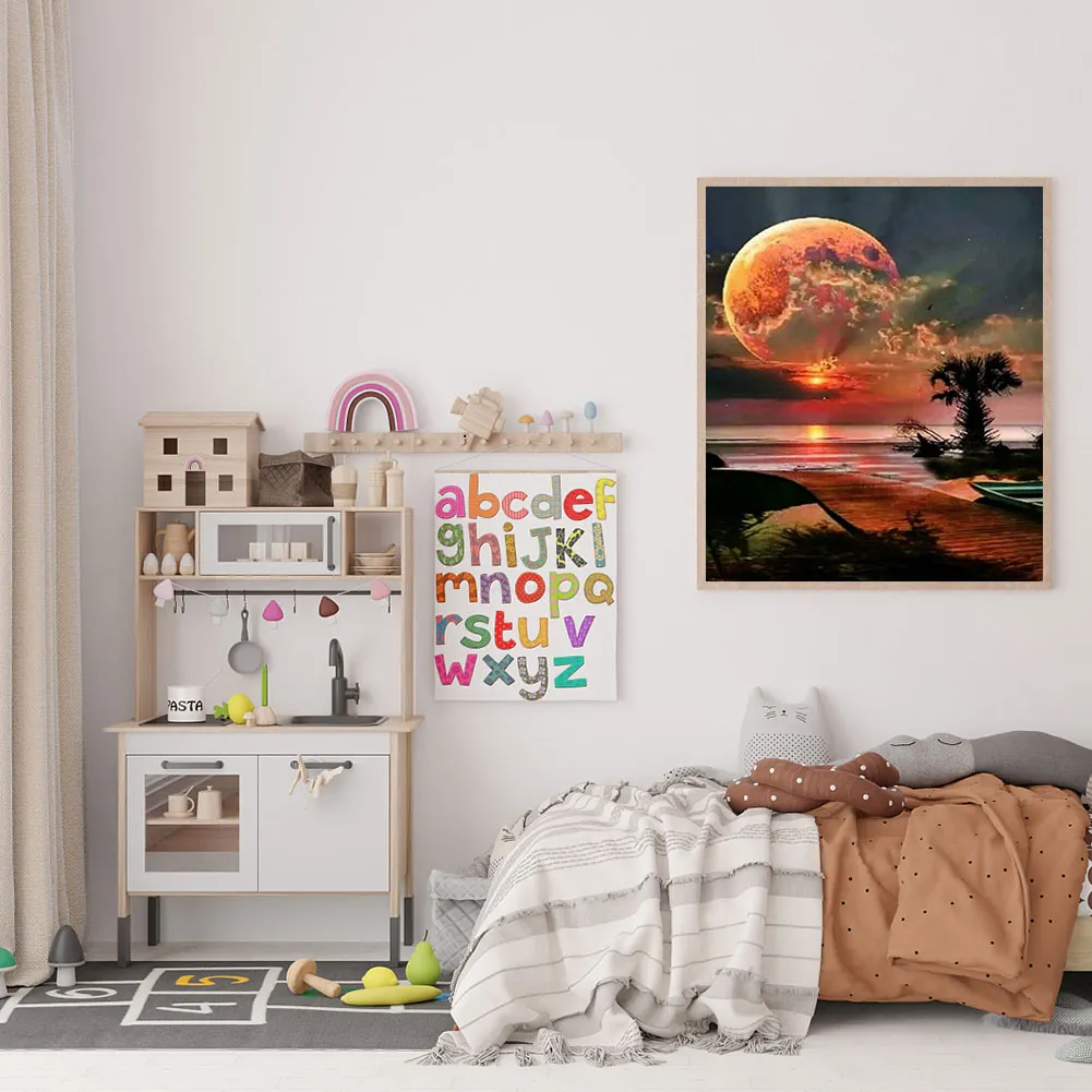 Full Round Diamond Painting 40*50cm - Sunrise At The Seaside