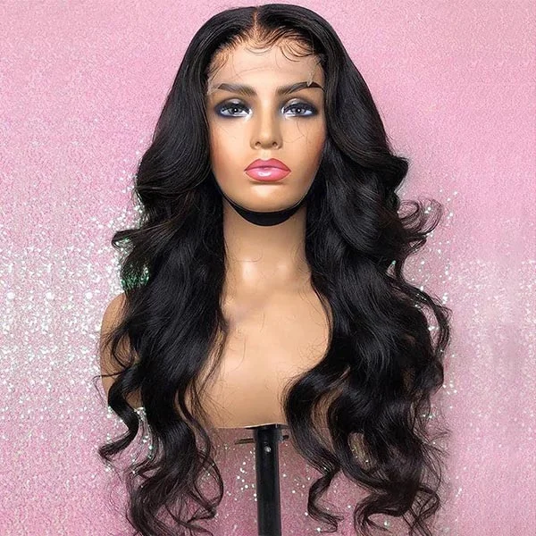 Body Wave Lace Closure Wigs Peruvian Hair Natural Hairline