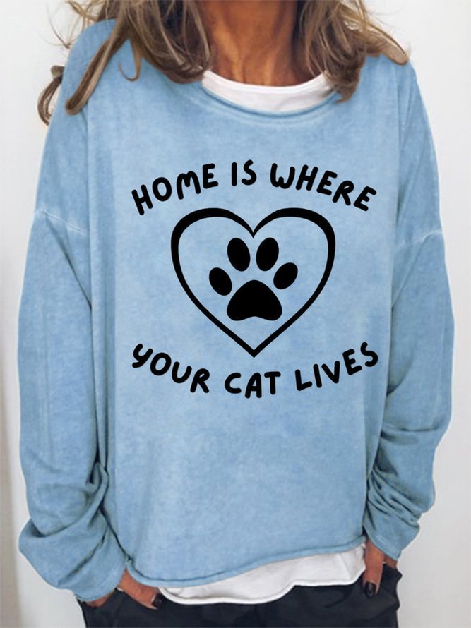 Lilicloth x Kat8lyst Home Is Where Your Cat Lives Women's Sweatshirts