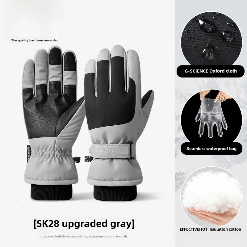 Winter Ski Gloves Outdoor Velvet Warm Electric Bike Riding Gloves Non-slip Waterproof Touch Screen Gloves SK28