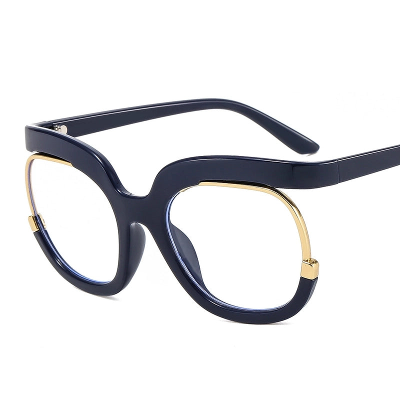 Fashion Solid Color Oval Frame Half Frame Optical Glasses