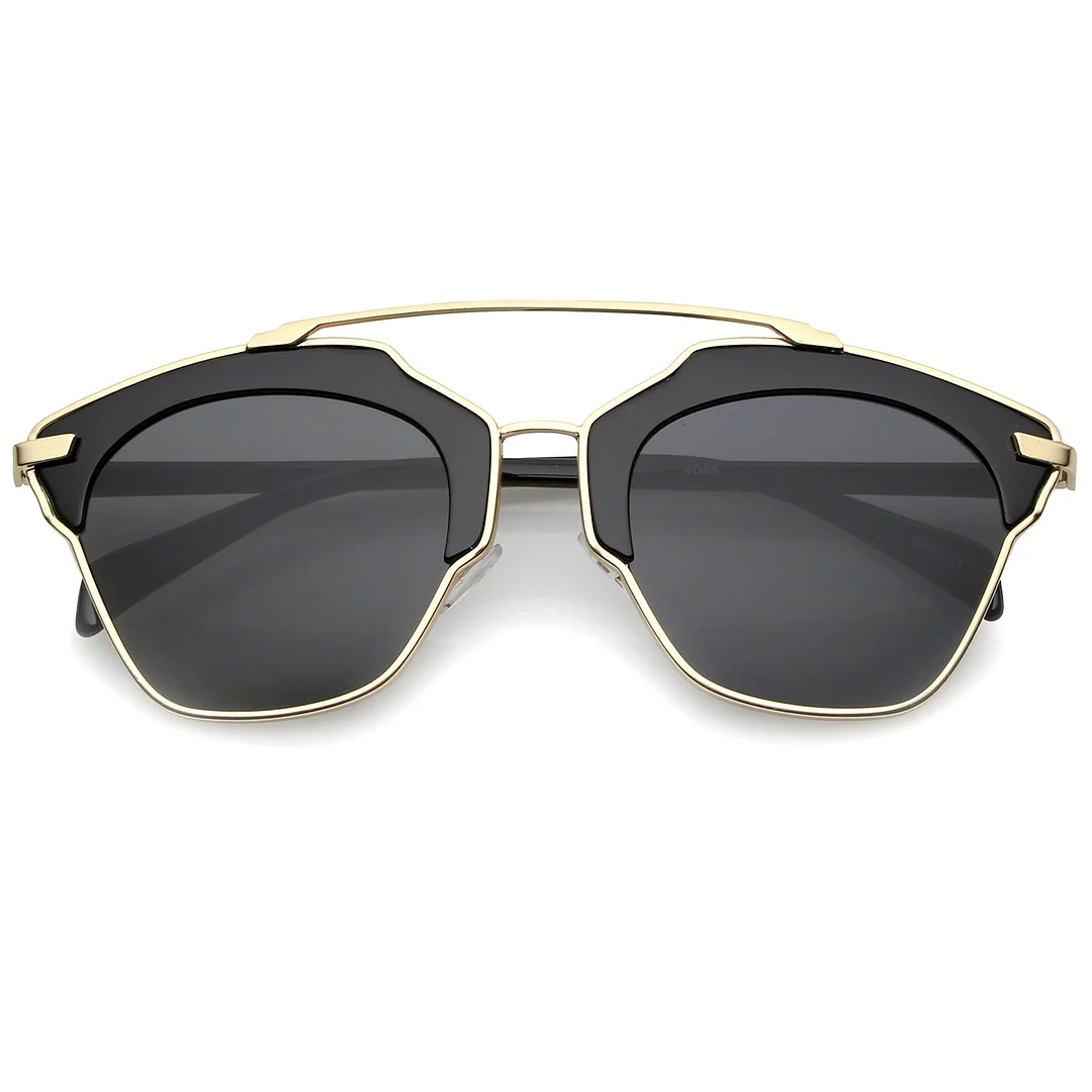 High Fashion Two-Toned Pantos Crossbar Neutral-Colored Lens Aviator glasses 52mm