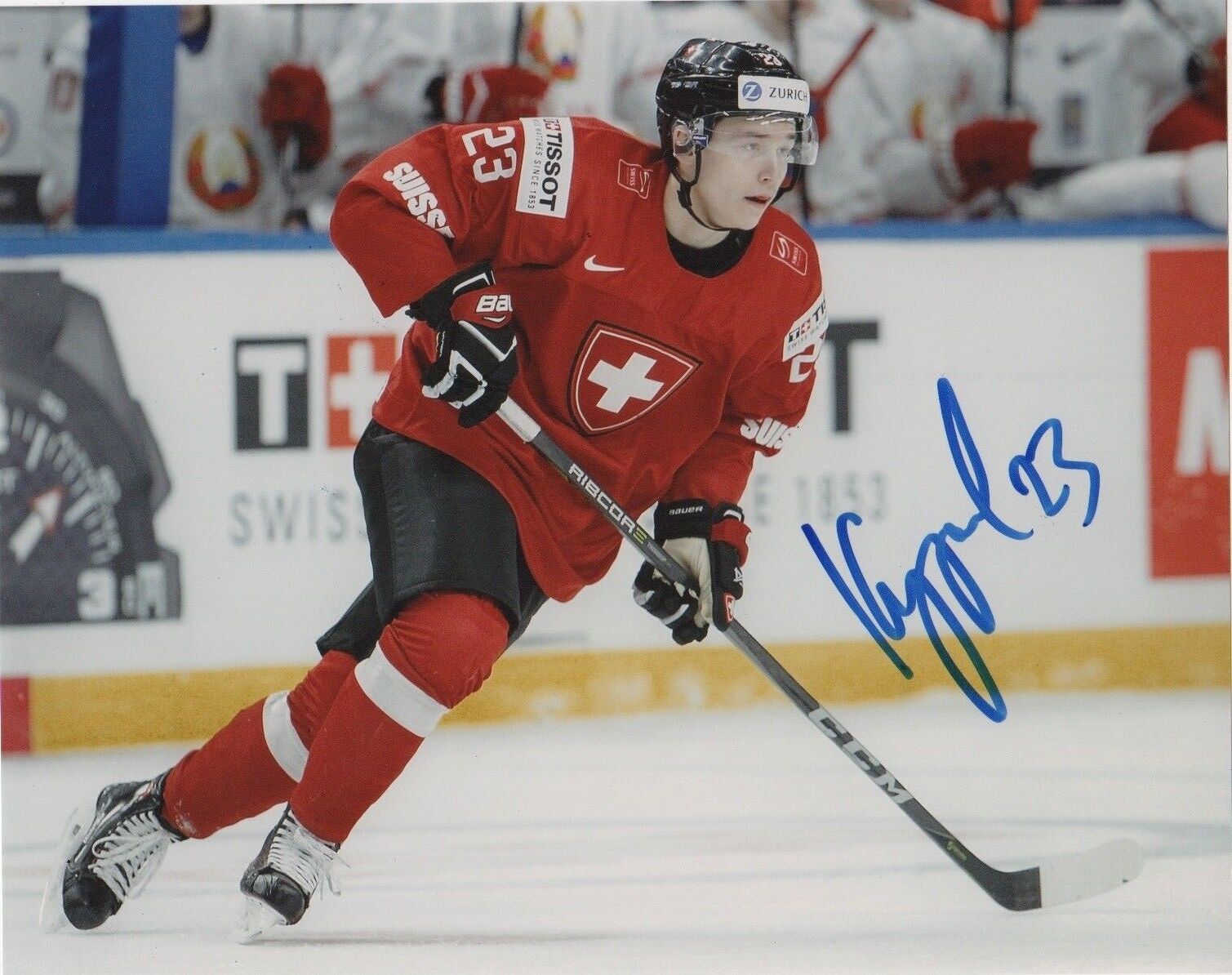 Switzerland Philipp Kurashev Signed Autographed 8x10 NHL Photo Poster painting COA #1