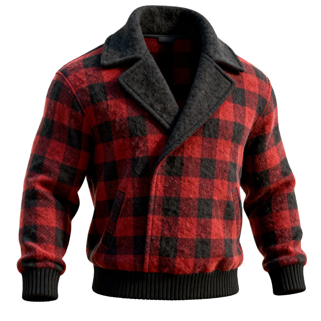 Red and Black Plaid Fleece Jacket with Sherpa Lining-inspireuse