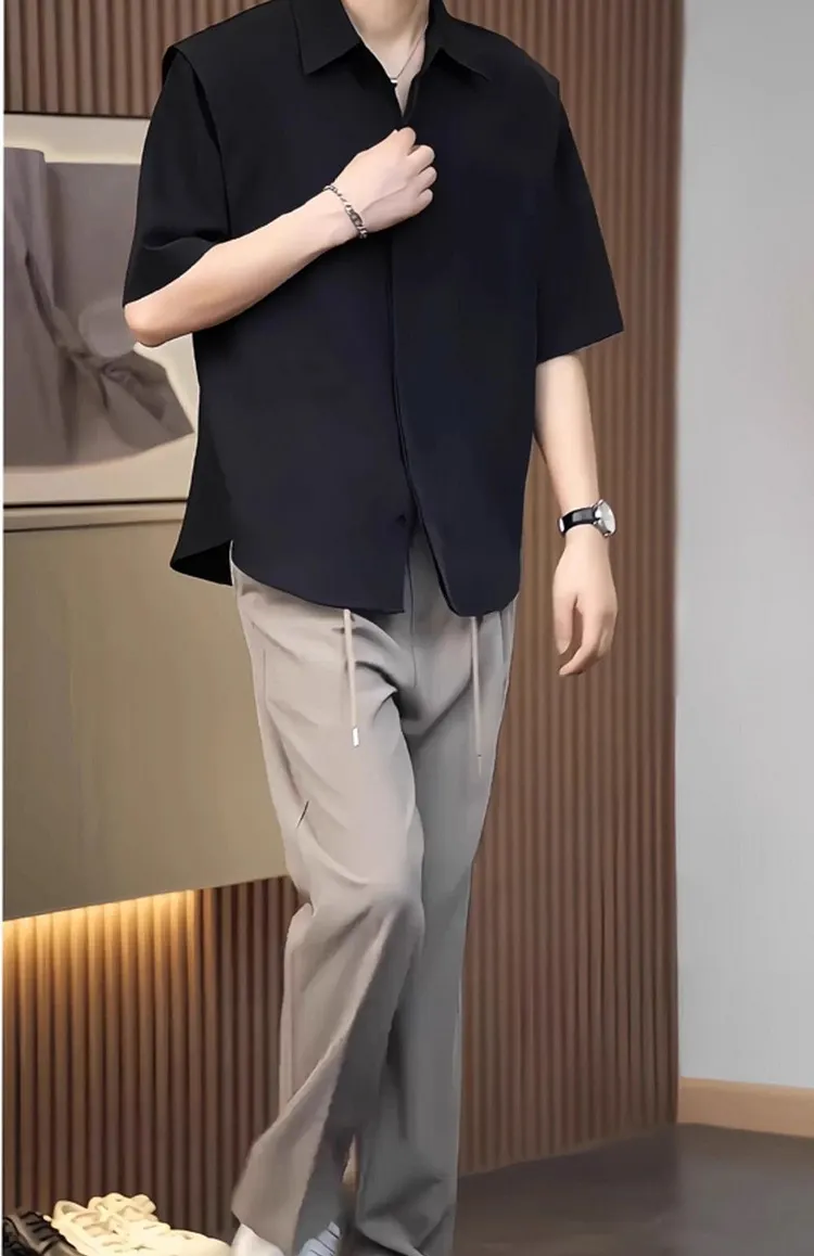 Men's Linen Blend Casual Shirt Loose Fit & Wrinkle Resistant for Summer