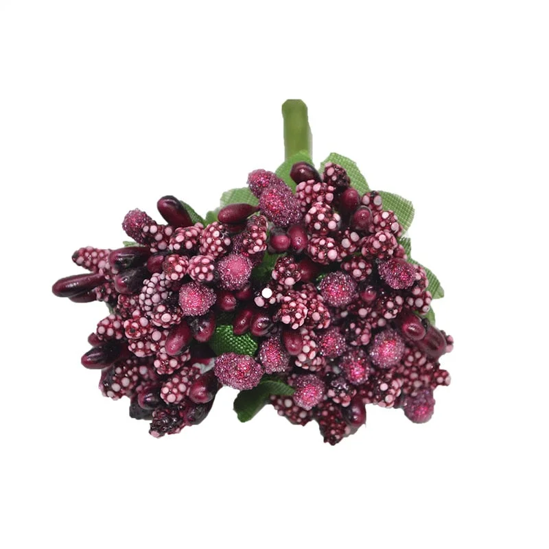 12Pcs/lot Handcraft Artificial Flowers Stamen Sugar Wedding Party Decoration DIY Wreath Gift Box Scrapbooking Cheap Fake Flowers