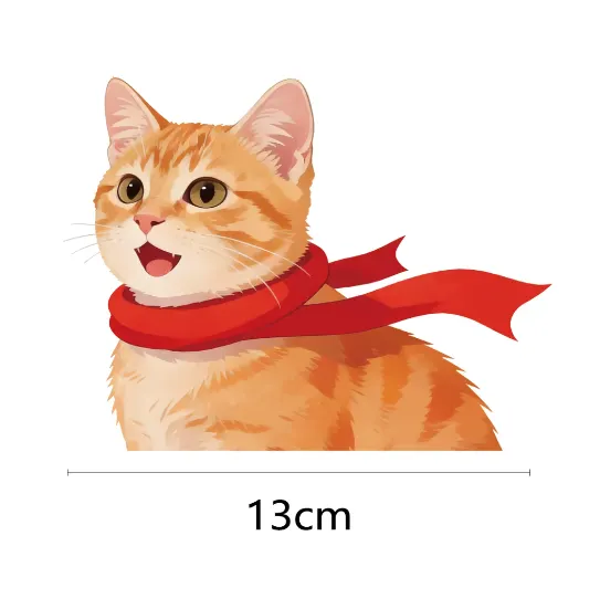 Ginger Tabby Cat with White Car Window Static Sticker
