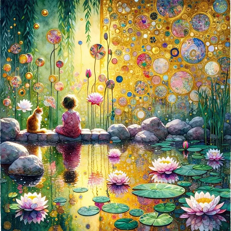 【Yishu Brand】Moonlight Over Lotus Pond (50*50cm) 11CT Stamped Cross Stitch gbfke