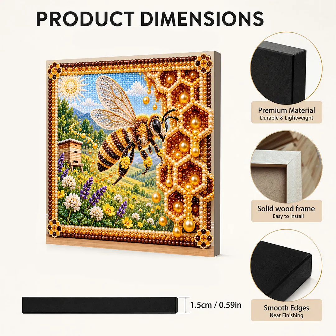Framed Pearl Painting Kit Bee And Honeycomb 11.81x11.81in