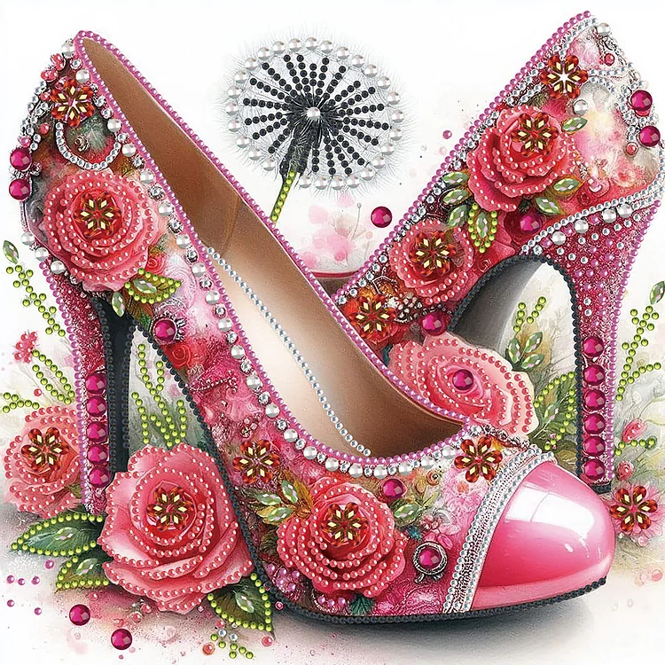 Flower High Heels 30*30CM (Canvas) Special Shaped Drill Diamond Painting gbfke