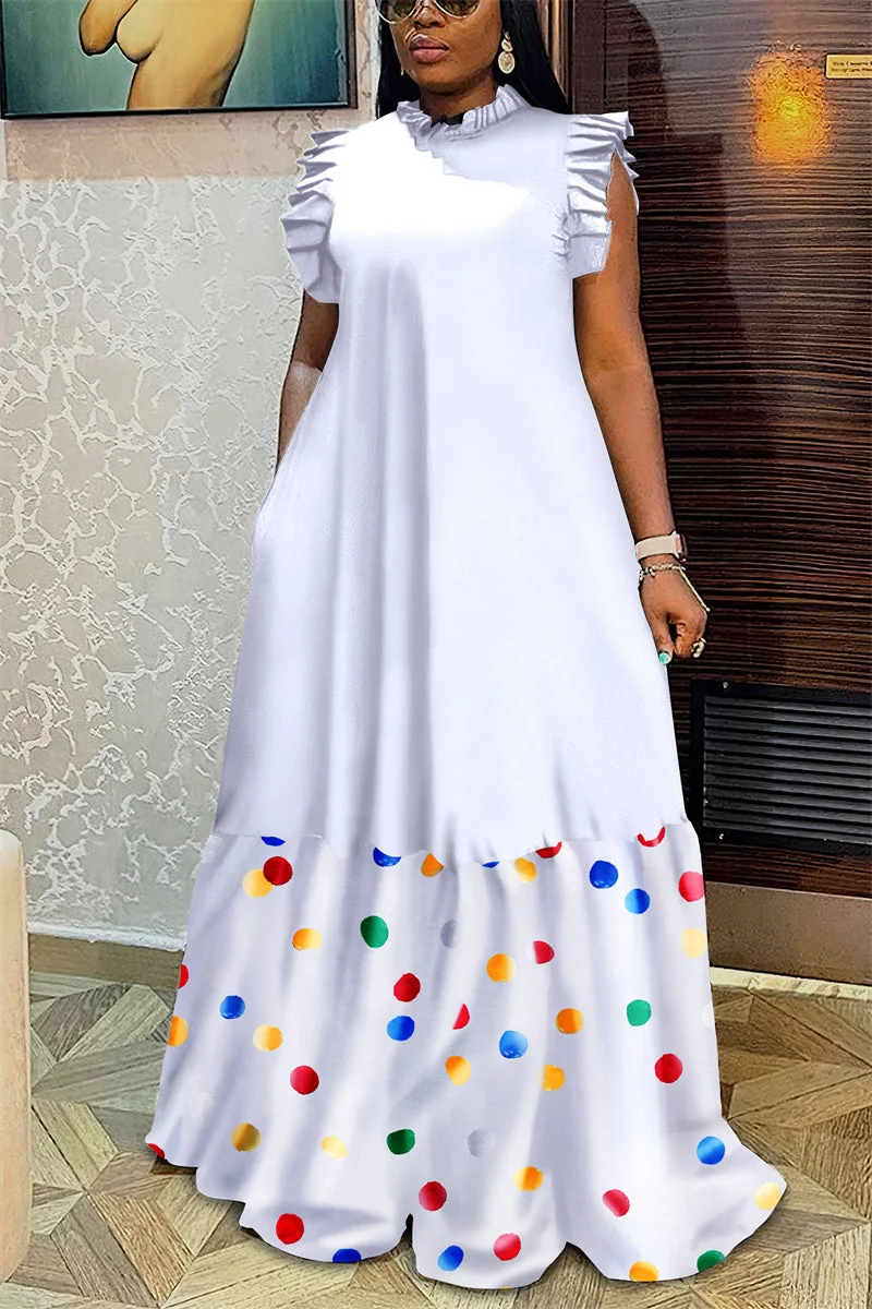 Vintage Elegant Print Leopard Patchwork Long Dress Plus Size Dresses