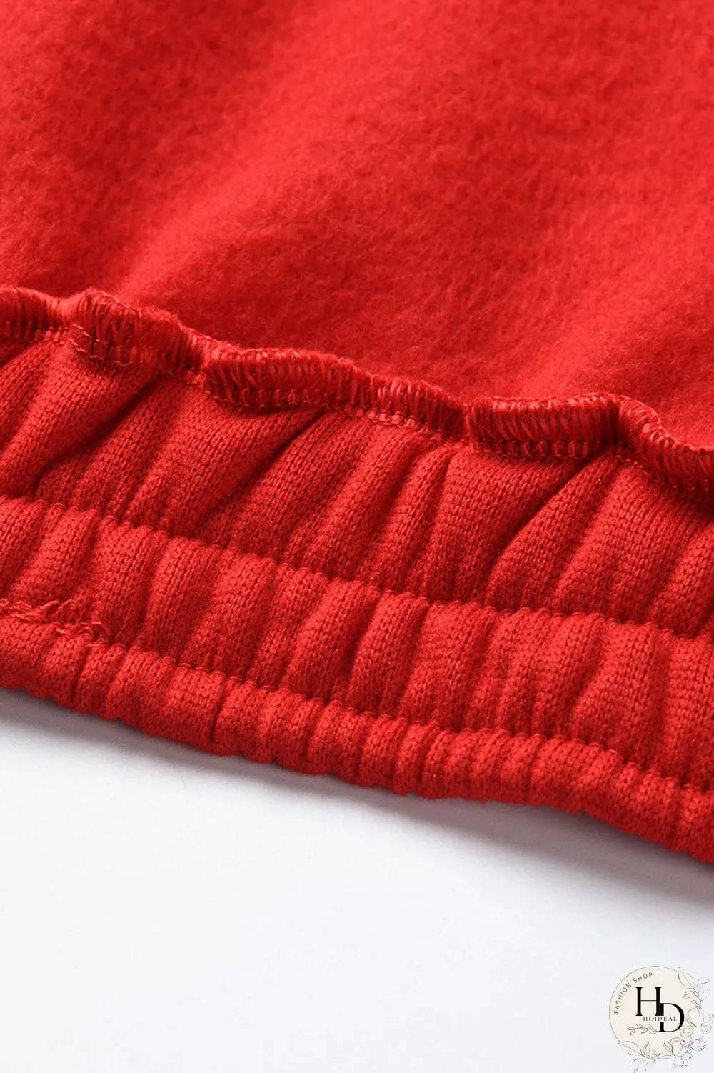 Red Fashion Casual Solid Cardigan Pants Hooded Collar Long Sleeve Two Pieces