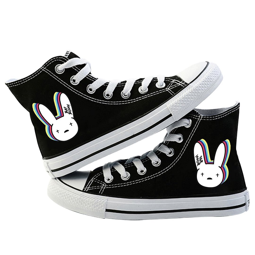 Bad Bunny High Top Canvas Sneaker Lace Up Comfortable Walking Shoes for Boys Girls