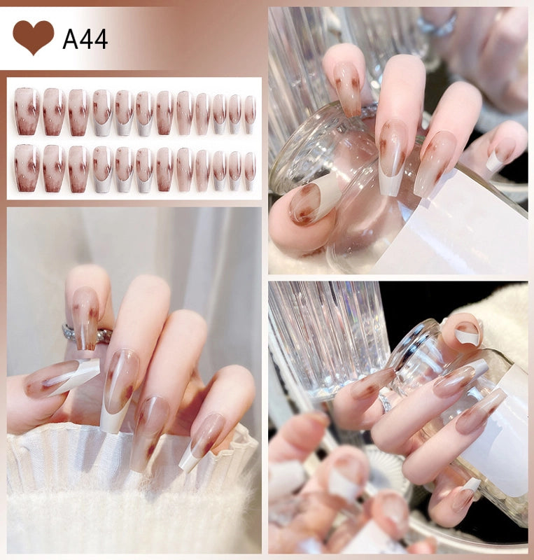 Cute Sweet Color Block Flower ABS Press-on Nails 1 Set