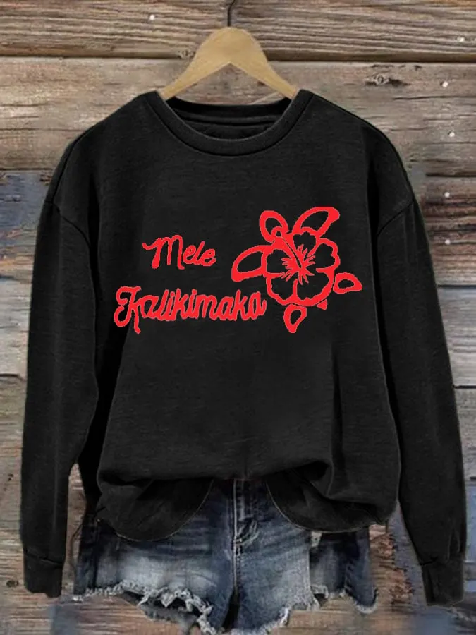 Women's Hawaiian Christmas Mele Kalikimaka Print Sweatshirt