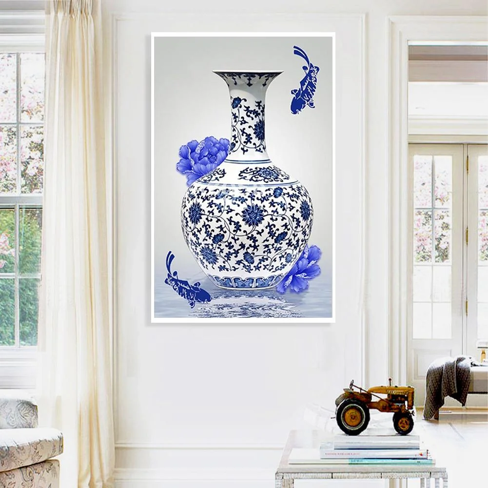 Diamond Painting - Partial Special Shaped Drill - Blue and white porcelain(40*60cm)