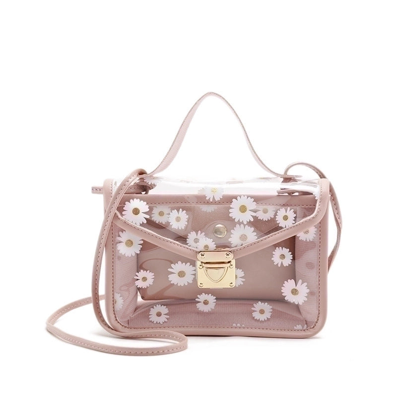 Women’s Large All Seasons Tpu Pu Leather Daisy Vintage Style Square Lock Clasp Shoulder Bag
