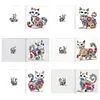 6pcs Diamond Painting White Cat Greeting Card Kits with Envelopes for Family Friend Gifts