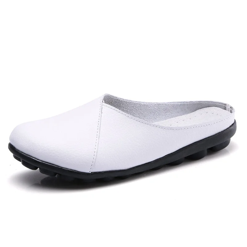 Women's Summer Sneakers Slip On Flat Shoes Women's Casual Loafers Walking Shoes Female Outdoor PU Leather Soft Bottom Shoes