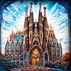 (Multi-Style)Landmark Building-11CT Stamped Cross Stitch 50*50cm(glass painting cross stitch)