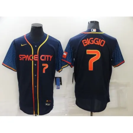 Men's Houston Astros #7 Craig Biggio 2022 Navy City Connect Flex Base Stitched Baseball Jersey OVQK