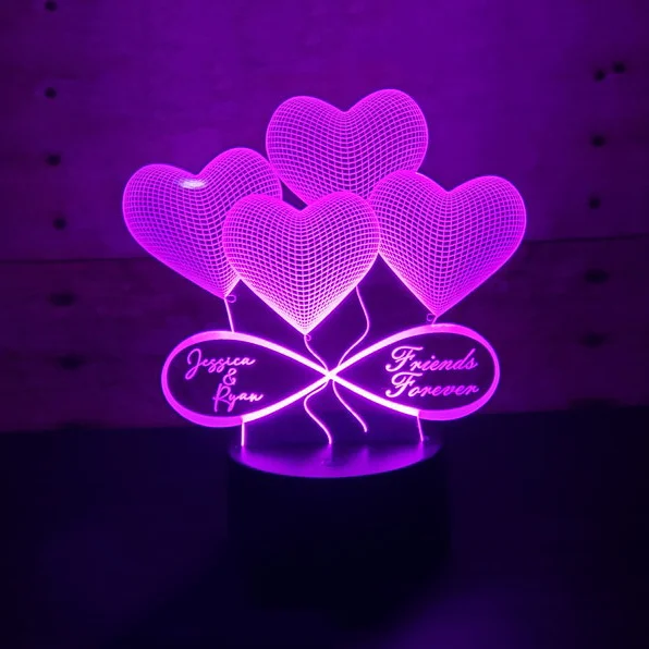 Personalized Infinity Heart Night Light Custom Changeable Color Lamp