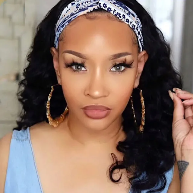 Curly Fluffy Headband Wig Long Wavy Wigs ELCNEPAL