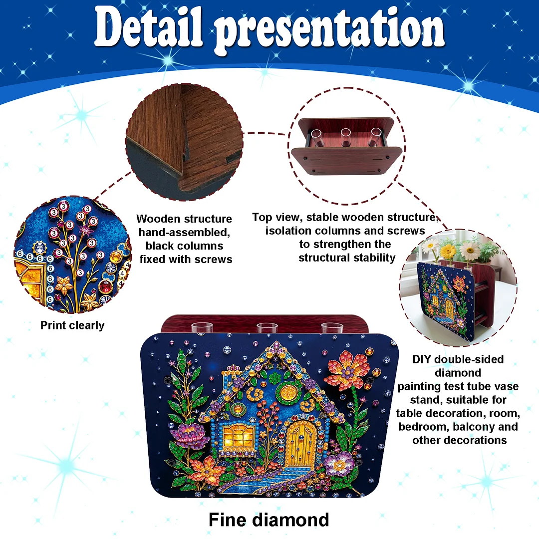 Gem House DIY Diamond Painting Wooden Tube Vase for Adults Gift Idea Home Decor