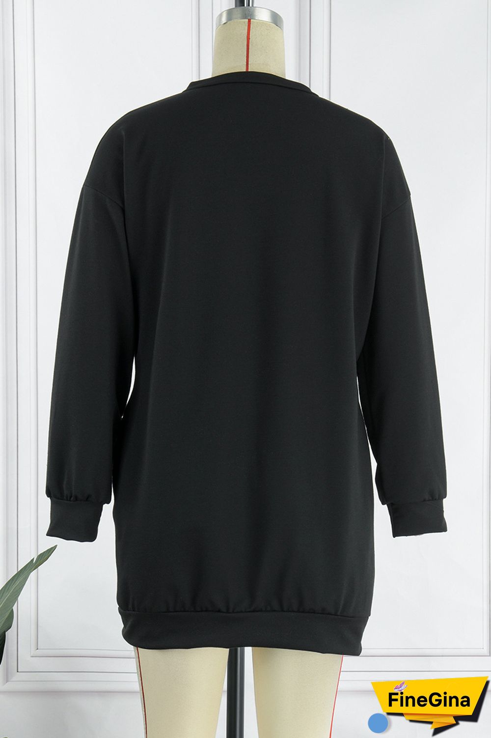 Blue Casual Letter Print Patchwork V Neck Long Sleeve Dresses