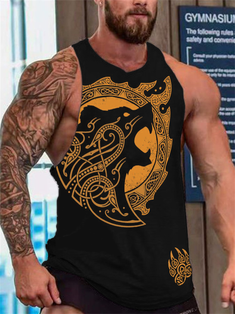 Men's Berserker Celtic Bear & Paw Print Tank Top wearshes