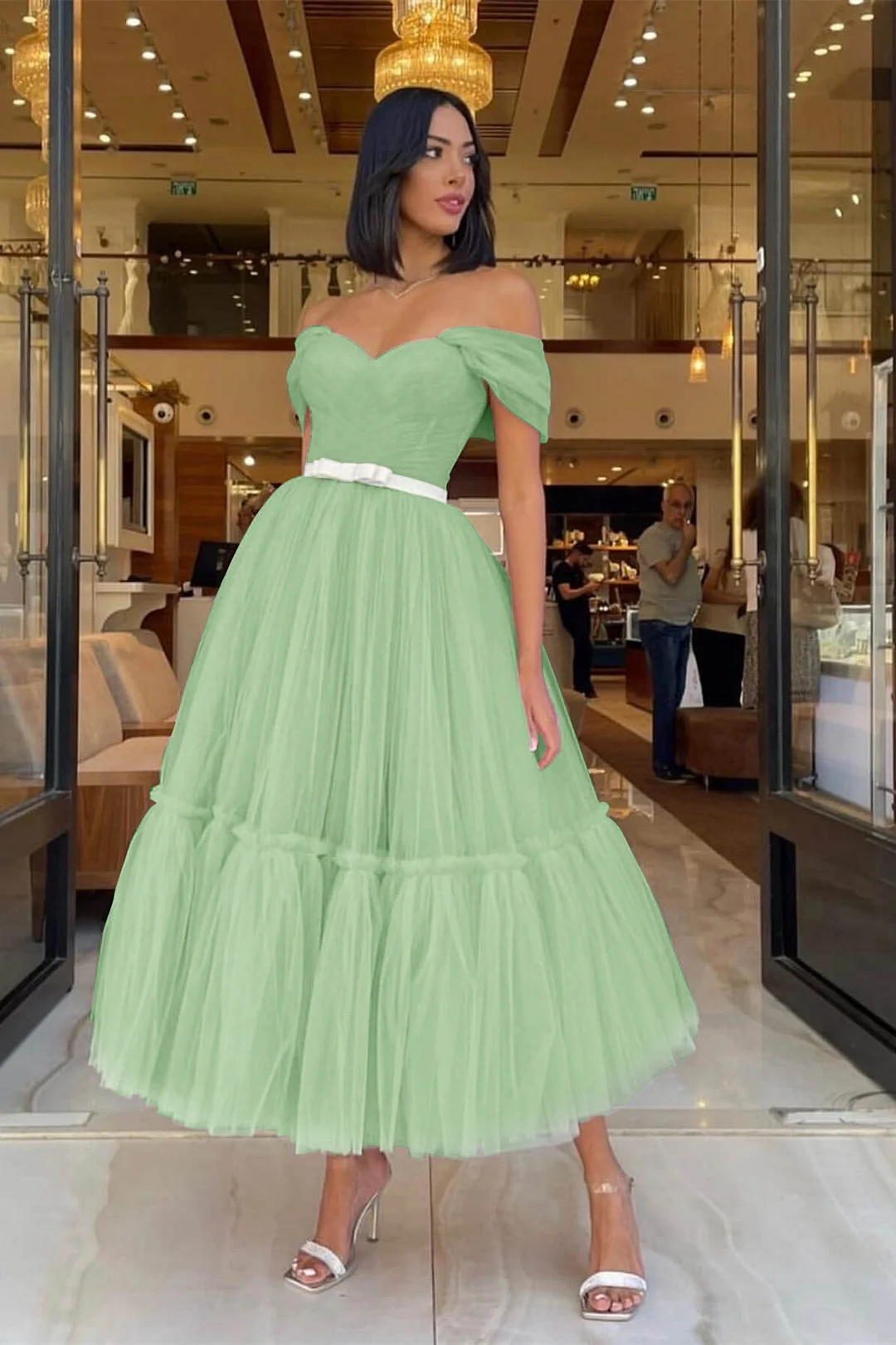 Lovely Light Pink Sweetheart Flowers Tulle Party Dress, Pink Prom Dress