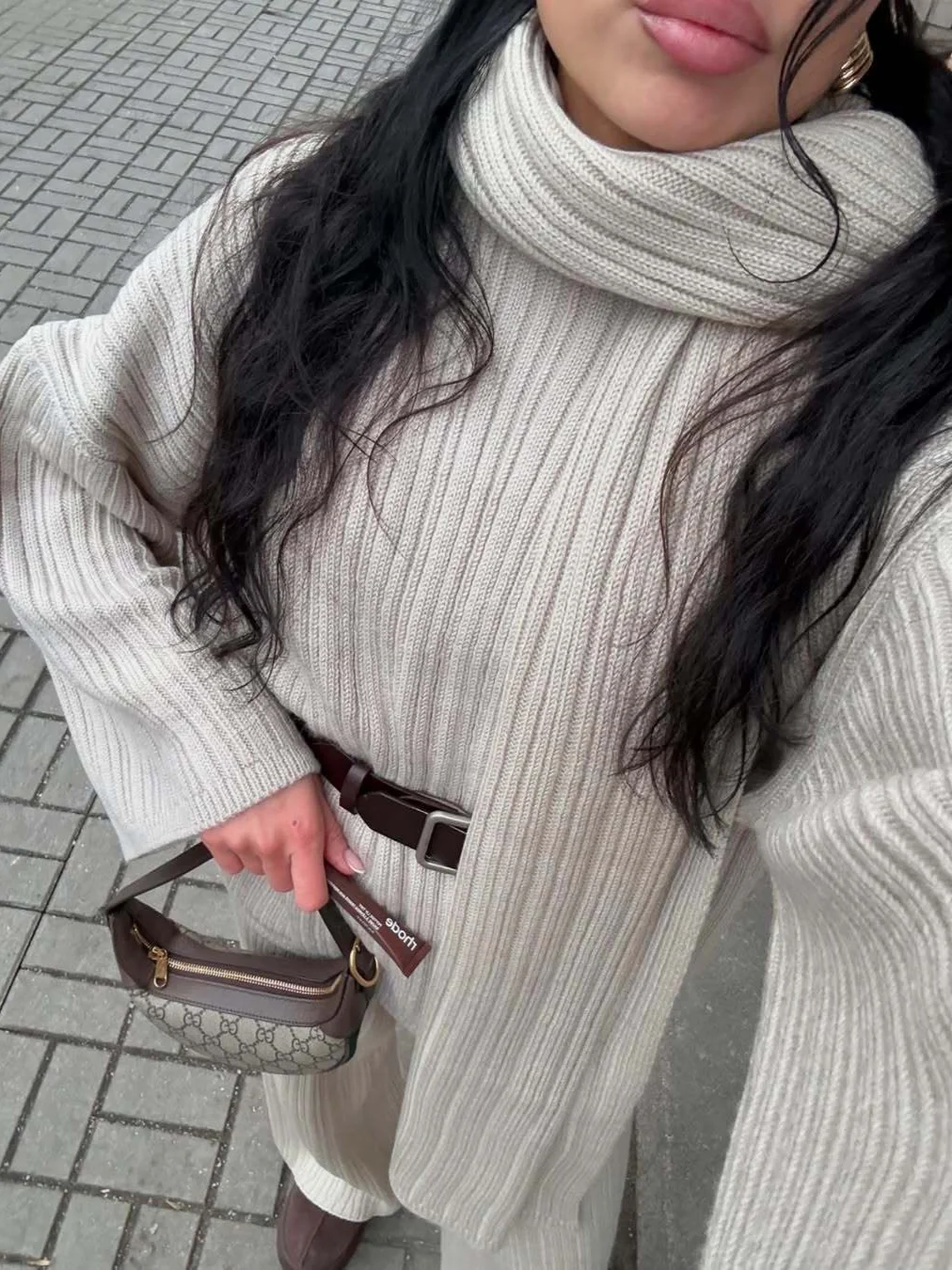 Athvotar Athvotar And Winter Pure Color Round Collar Jersey Sweater Set Of Women's Loose Knitted Sweater Broad Leg Trousers Scarf Three Sets