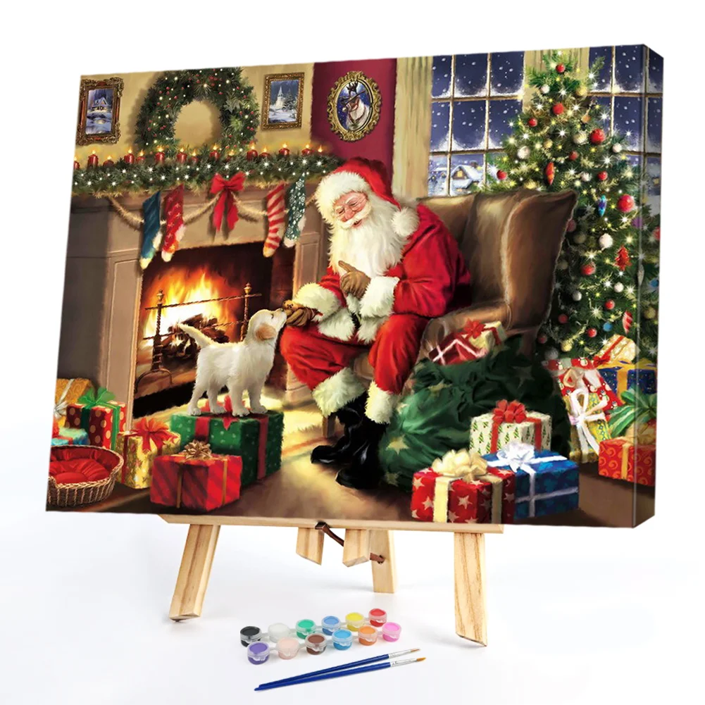 Santa Claus and Puppy - Paint By Numbers(50*40CM)