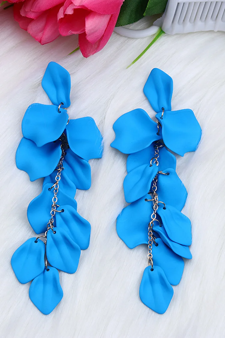 Fashion Plain Pink Petal Tassel Acrylic Dangle Earrings