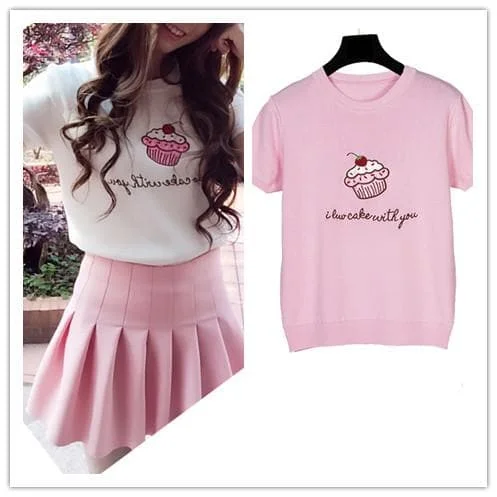 Pink/White Cupacke Icecream Kawaii Tee Shirt SP152159