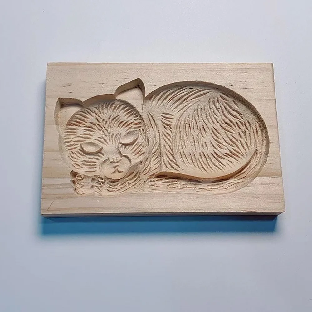 Purexcellent&trade; Cute cat wooden biscuit mold for household use