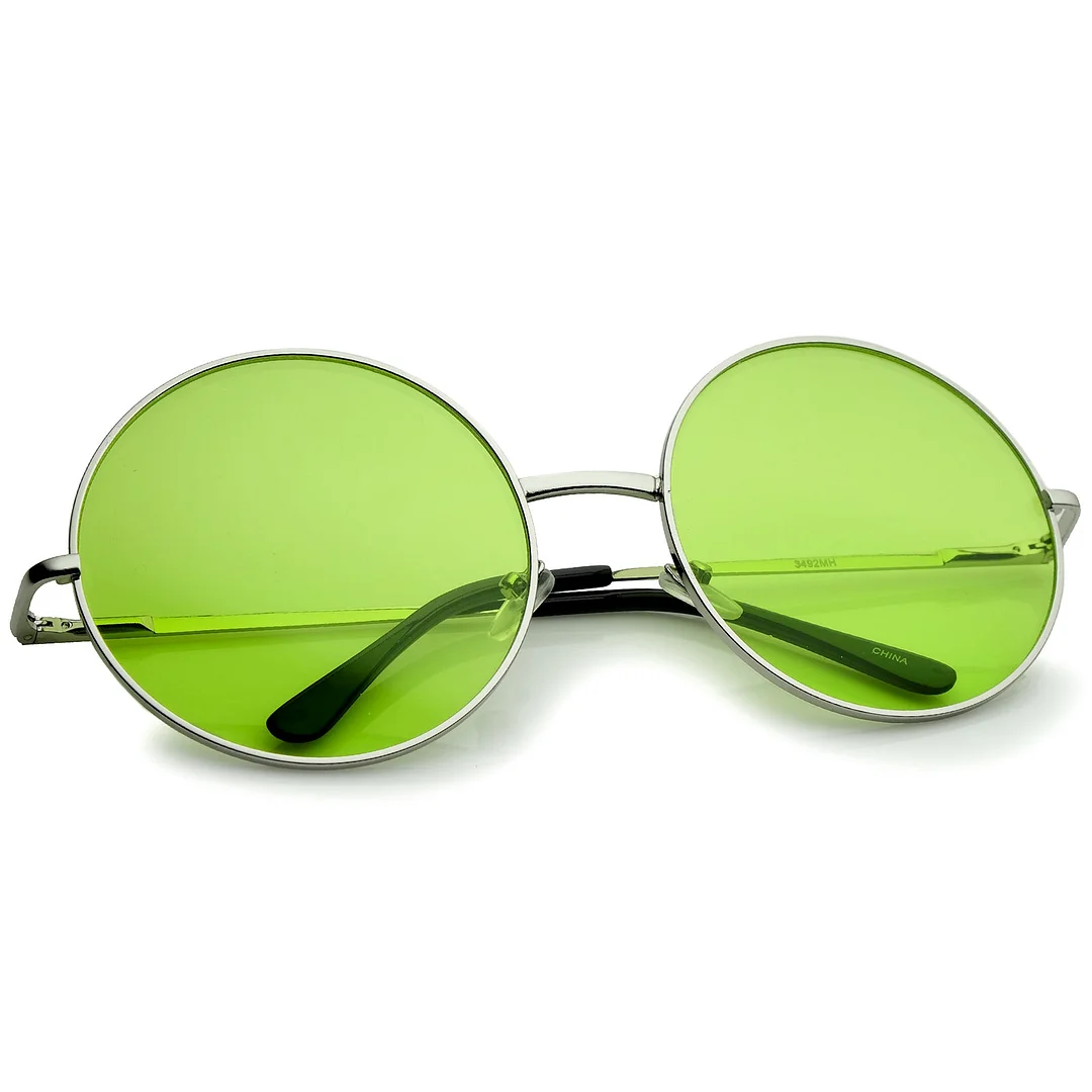 Super Oversize Slim Temple Colorful Lens Round glasses 61mm