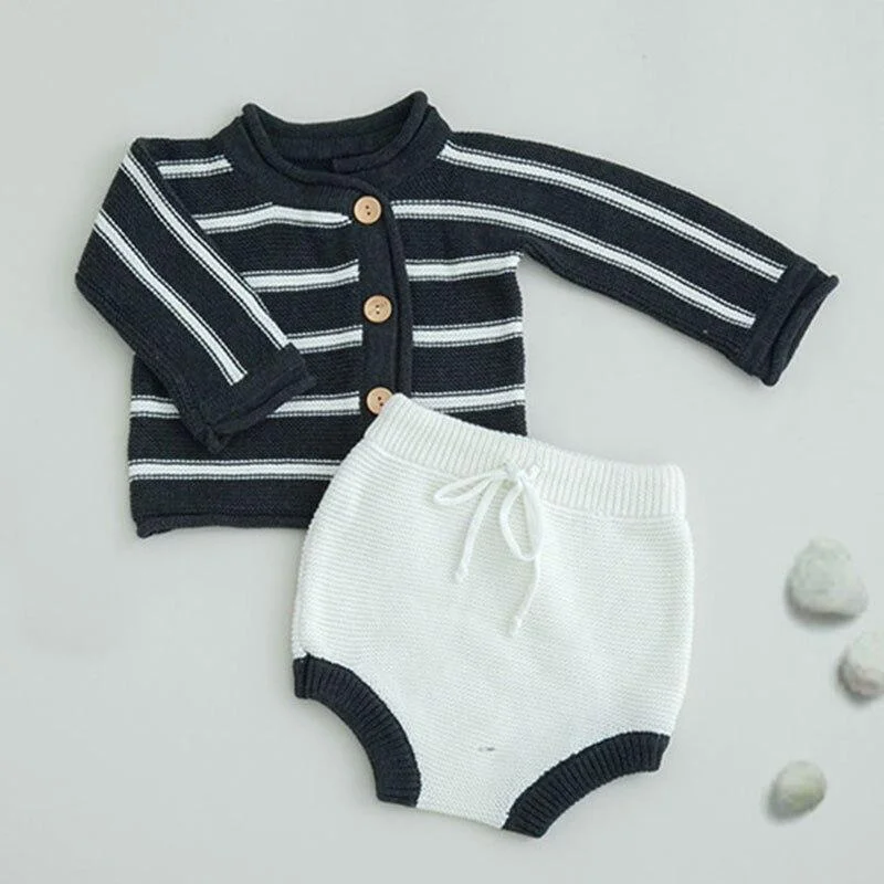 0-2 Year Old Clothing New 2021 Autumn Baby Girls Suit Knit Cotton Baby Long Sleeve Blouse + Lotus Leaf Shorts Baby Clothing Set
