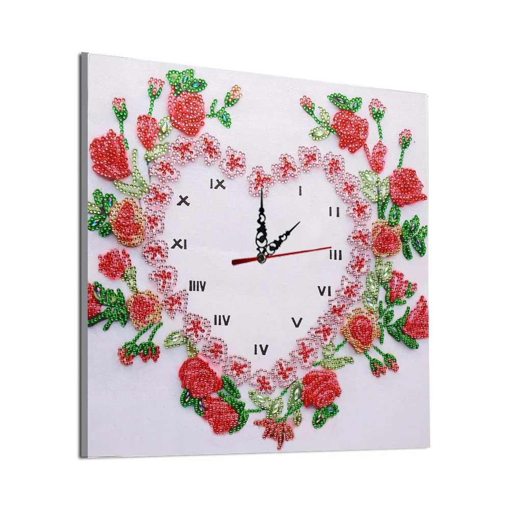 DIY Rhinestone Rose Clock Part Special Shaped Diamond Painting Kit(35*35cm)