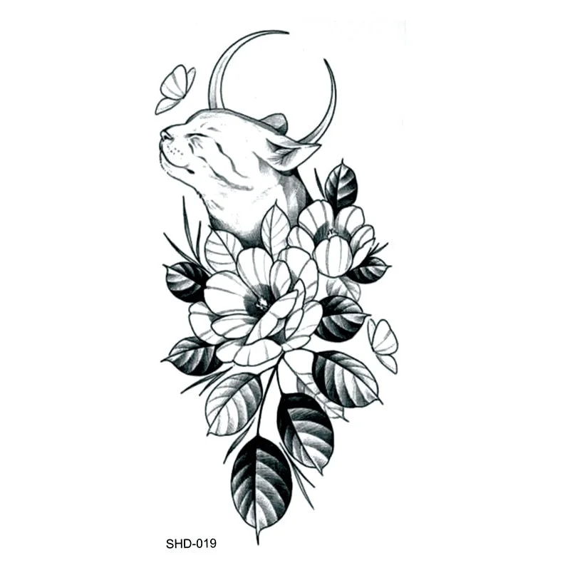 Three styles Grey Flower/compass/Flower Fairy/Whitecat Waterproof Temporary Tattoos Men Fake Tatoo Sleeves henna tattoo stickers