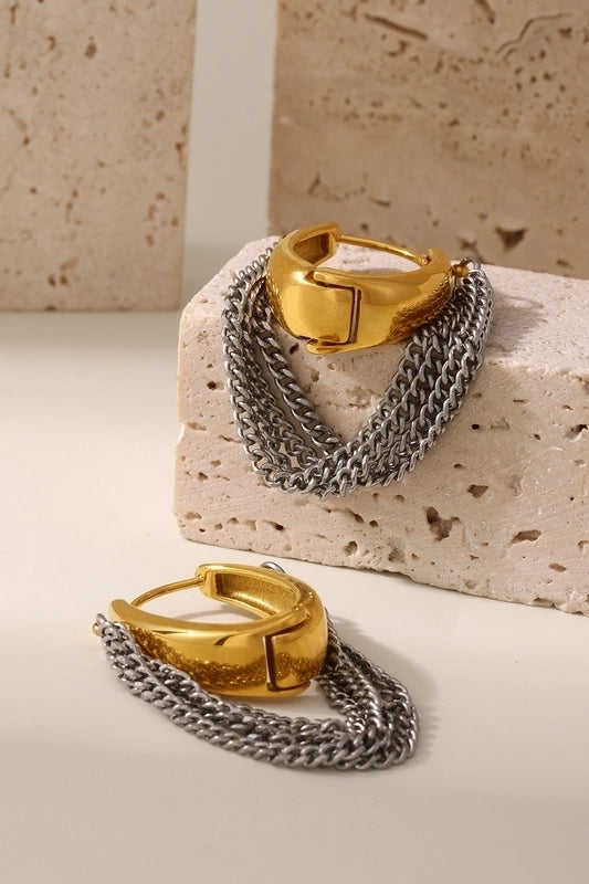 1 Pair Hip-Hop Rock Tassel 304 Stainless Steel 18K Gold Plated Drop Earrings