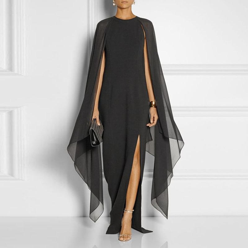 Elegant Solid Irregular Maxi Dress
