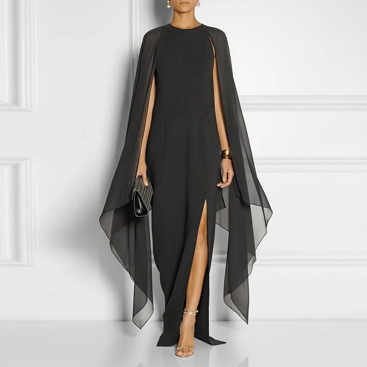 Elegant Solid Irregular Maxi Dress