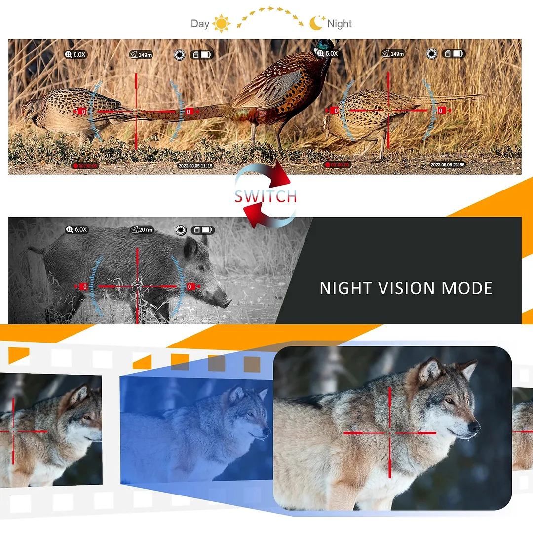 Rifles Scope 6-12X68mm HD 2K Digital Night Vision Scope with 600M Laser Rangefinders for Hunting Monocular