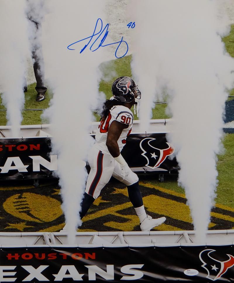 Jadeveon Clowney Autographed Houston Texans 16x20 Smoke Photo Poster painting- JSA W Auth