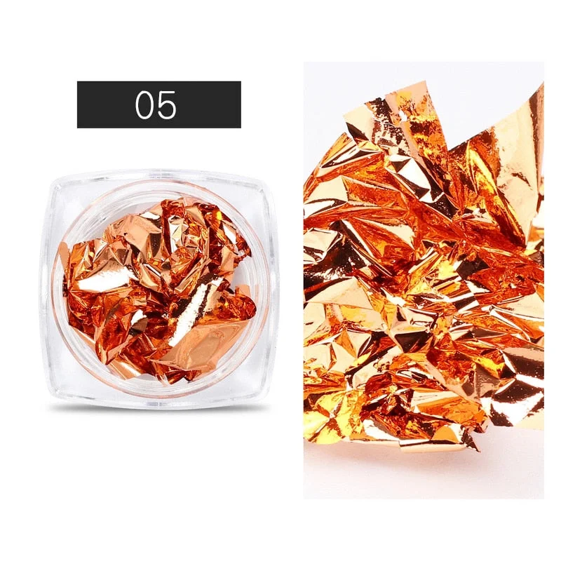 1Box Gold Silver Green Nail Art Foil Paper Colorful Irregular Aluminum Nail Sticker Glitter Gel Polish Decoration